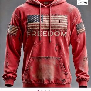 Red Distressed Freedom Hoodie